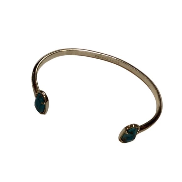 Kendra Scott Silver Tone Cuff Bracelet With Turquoise Stone Accents-Open Design - Picture 1 of 3